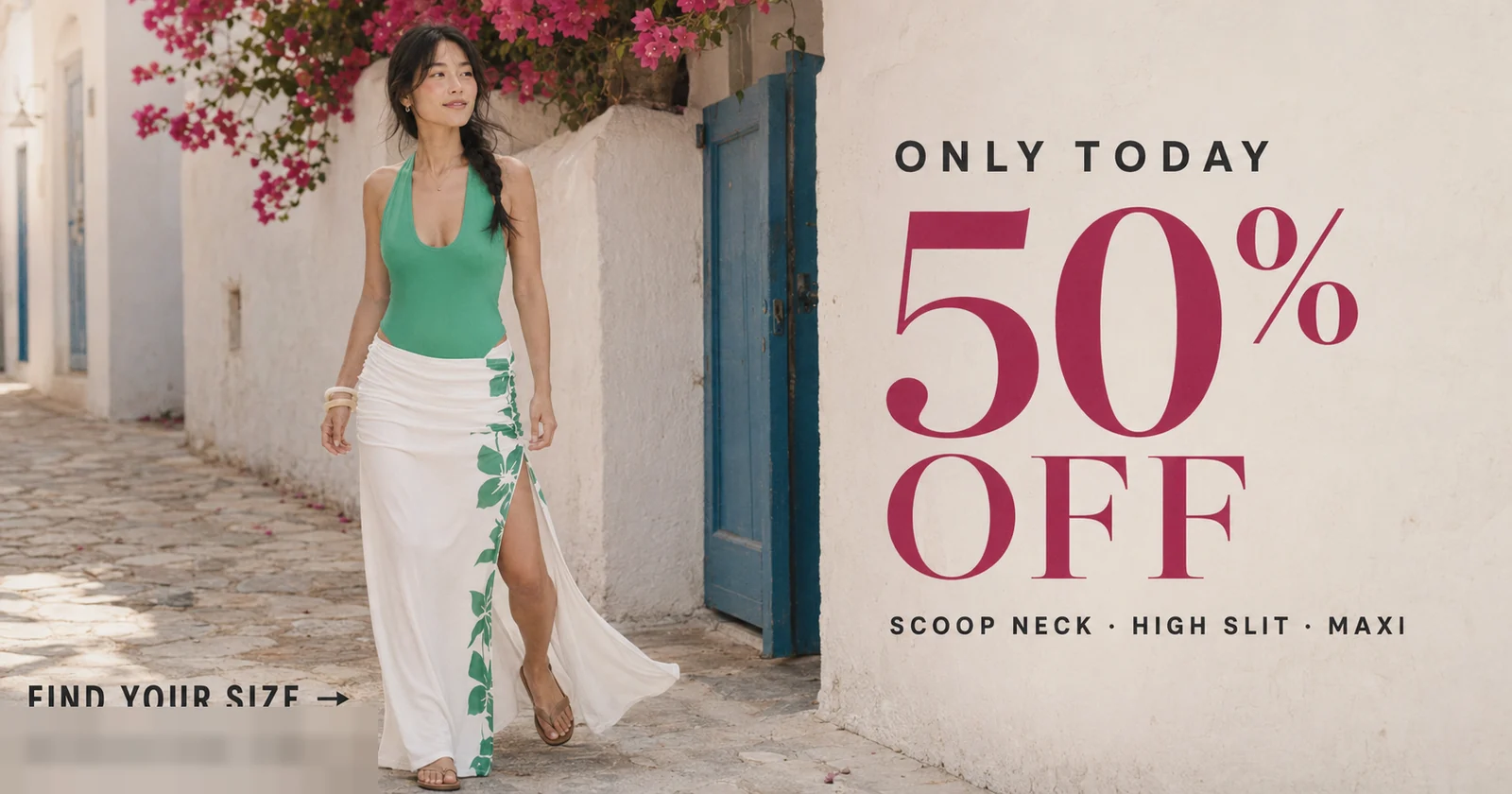 LULU summer fashion ad, complete landscape composition